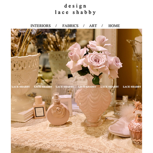 vintage少女卧室粉色透明牛奶玻璃复古裙摆创意花瓶花器