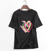 J917爱心撞色印花短袖T恤女生夏季宽松洋气体恤设计感圆领上衣潮