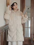 女装2023冬季设计感小众韩版甜美连帽棉服保暖中长款棉衣外套