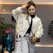 夹棉棒球服外套女短款2025春秋新款飞行员夹克小个子休闲二棉棉服