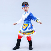 儿童藏族舞蹈民族风，蒙古少数民族服装男童，西藏表演藏服小孩子衣服