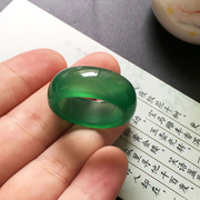 天然绿玛瑙戒指水晶，玉石玉髓扳指，戒指饰品情侣指环男女礼物
