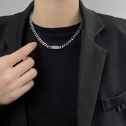 chenxi欧美复古ins钛钢，圆方牌个性简约项链，潮短款不锈钢时尚锁骨