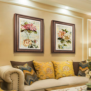 客厅装饰画沙发背景墙挂画美式卧室餐厅二联壁画欧式复古油画田园