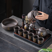 紫砂茶具套装功夫茶杯家用客厅办公室陶瓷泡茶壶轻奢现代简约茶盘