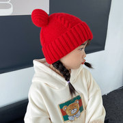 宝宝毛线帽子秋冬季2022女童，男孩儿童保暖加厚防寒护耳针织帽