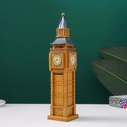 世界地标性建筑摆件欧式复古大本钟模型铁艺钟塔做旧摆设道具装饰