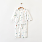 婴儿衣服长袖套装空调房竹浆纤维宝宝睡衣家居服开胸套装夏季薄款