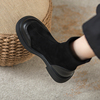 黑色马丁靴女2023年春秋季复古英伦风绒面弹力平底短靴子单靴