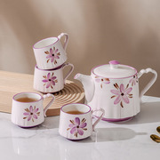紫风铃陶瓷水壶茶杯，套装高颜值乔迁新居水具，家用客厅待客高级水杯