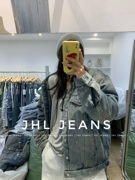 JHL JEANS美式复古牛仔棉服夹棉厚款秋冬季外套保暖棉服上衣