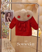 女童棉衣冬装派克服2023韩版红色新年装宝宝加绒加厚棉服外套