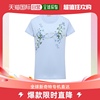 香港直邮Givenchy纪梵希女士T恤浅蓝色棉质日常宽松舒适印花徽标