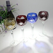 欧式水晶玻璃高脚杯葡萄酒杯红酒杯，手工雕刻江户切子家用装饰