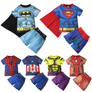 儿童欧美夏季男童超人，复仇者上衣+短裤，两件套家居服套装童装ins