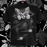 英国摇滚重金属SPIRAL F011M121 BRIGHT EYES紫眼猫哥特短袖T恤