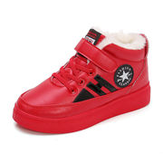 女童棉鞋冬季儿童加绒运动鞋学生红色高帮鞋平底保暖女孩子鞋