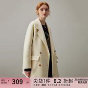 dfvc韩版中长西装毛呢外套女2023冬季宽松小个子双面羊绒大衣