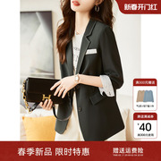 XWI/欣未气质优雅韩版外套女2024春季通勤百搭显瘦黑色小西装