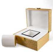 高档单个表盒带锁皮质表盒时装手表，包装盒子白高级(白高级)手饰收纳盒能印