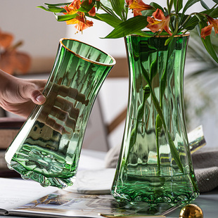 北欧轻奢简约玻璃花瓶透明水养百合鲜花花瓶客厅摆件网红插花花器