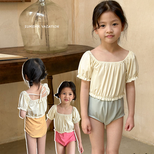 2024年韩版夏季女童泳衣可爱小女孩儿童甜美洋气速干连体游泳套装