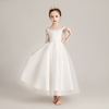 花童公主裙女童礼服，连衣裙儿童白色婚纱裙，钢琴洋气长裙大童演出服