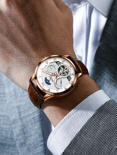 瑞士认证男士腕表镂空多功能，全自动机械手表，名牌时尚男表