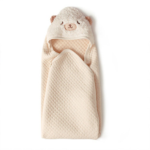 乐桃有机棉婴儿抱被睡袋，宝宝睡袋外出新生儿抱毯包被加厚秋冬