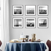 北欧风格黑白装饰画客厅，沙发背景墙挂画现代简约卧室餐厅墙面画
