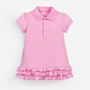 女孩粉红色短袖连衣裙宝宝polo衫，运动裙儿童，夏装小童蛋糕裙子女童