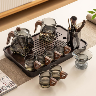 2024玻璃茶具套装家用客厅泡，茶壶茶盘办公室会客喝茶防烫茶杯
