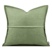 软装现代轻奢绿色皮质手工立体衍缝抱枕套别墅样板间沙发床包靠枕