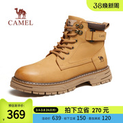 骆驼男鞋2024冬季复古休闲厚底工装靴，高帮美式大黄靴马丁靴