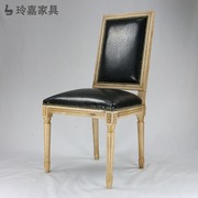 法式餐椅 方背仿旧书桌椅子 吃饭椅子 布艺休闲椅 实木橡木椅子