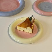 韩国ins风胖嘟嘟手绘水彩陶瓷盘子，奶fufu网红盘蛋糕沙拉点心碟子