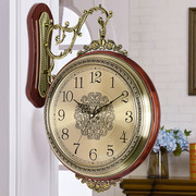 汉时(hense)客厅，双面挂钟欧式挂表时尚现代两面时钟经典石英钟