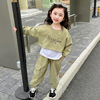 女童春装字母套装2024儿童韩版洋气女宝宝春季时髦卫衣三件套
