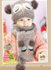  韩版猫头鹰两件套 套帽 双层儿童帽宝宝围巾帽子套装120g