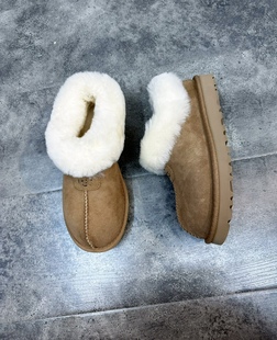羊皮毛一体雪地靴秋冬季外穿加厚保暖低筒平底一脚蹬鞋