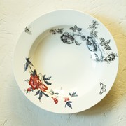 芬兰玫瑰花园深汤盘北欧餐具骨瓷意面盘花卉沙拉盘陶瓷汤盘
