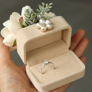 婚礼交换戒指盒创意，森系红色复古求婚新郎新娘，结婚对戒盒首饰盒子