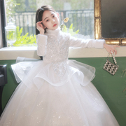 超仙儿童晚礼服加厚冬款花童婚纱十岁女孩生日公主裙主持钢琴比赛