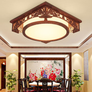 新中式古典吸顶灯云石圆形实木客厅卧室灯led几何走廊过道门厅灯