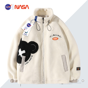 NASA联名羊羔绒棉衣男冬季加厚棉服青少年ins潮羊羔毛外套情侣款