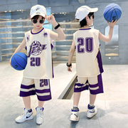 男童夏装套装篮球服2024男孩夏季无袖运动速干球，衣服儿童装潮