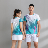 羽毛球服套装短袖韩版男女，情侣上衣速干网排球，比赛运动服队服定制