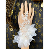 新娘婚纱礼服手套，遮手臂花朵lolita镂空镶钻蕾丝，结婚短款配饰露指