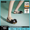 MIO米奥2024年夏季平跟时装凉鞋闪钻减龄蝴蝶结后空通勤小凉鞋女