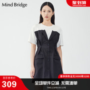 mindbridge女士通勤连衣裙夏季显瘦裙子气质时尚小黑裙